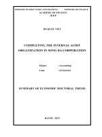 Hoàn thiện tổ chức kiểm toán nội bộ trong tổng công ty sông đà tt tiếng anh 