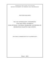 (Luận án tiến sĩ) Điều kiện tối ưu không cách biệt và tính ổn định nghiệm của các bài toán điều khiển tối ưu được cho bởi các phương trình elliptic nửa tuyến tính