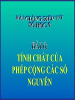 Bài giảng Số học 6 chương 2 bài 6: Tính chất của phép cộng các số nguyên