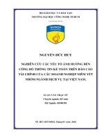 Nghiên cứu các yếu tố ảnh hưởng đến công bố thông tin kế toán của các doanh nghiệp niêm yết nhóm ngành dịch vụ tại việt nam 