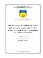 Giải pháp nâng cao hiệu quả sử dụng quỹ phát triển khoa học và công nghệ của doanh nghiệp trên địa bàn thành phố hồ chí minh 