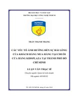 Các yếu tố ảnh hưởng đến sự hài lòng của khách hàng mua hàng tại chuỗi cửa hàng kidsplaza tại thành phố hồ chí minh 