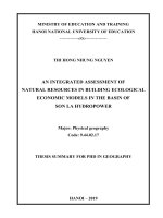 Đánh giá tổng hợp các nguồn lực tự nhiên phục vụ xây dựng mô hình hệ kinh tế sinh thái lưu vực hồ thủy điện sơn la tt tieng anh 