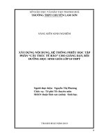 Xây dựng nội dung, hệ thống phiếu học tập phần cấu trúc tế bào cho giảng dạy, bồi dưỡng học sinh giỏi lớp 10 THPT
