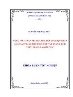 Khóa luận tốt nghiệp Công tác tuyên truyền, phổ biến, giáo dục pháp luật tại thành phố Đồng Hới, tỉnh Quảng Bình - Thực trạng và Giải pháp