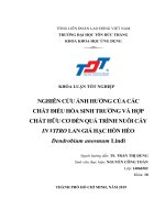 NGHIÊN cứu ẢNH HƯỞNG của các CHẤT điều hòa SINH TRƯỞNG và hợp CHẤT hữu cơ đến QUÁ TRÌNH NUÔI cấy IN VITRO LAN GIẢ hạc hòn hèo dendrobium anosmum lindl 