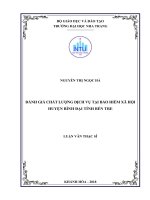 Đánh giá chất lượng dịch vụ tại bảo hiểm xã hội huyện bình đại, tỉnh bến tre 