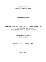 Khảo sát nồng độ leptin huyết thanh và một số yếu tố nguy cơ tim mạch ở bệnh nhân tiền đái tháo đường tt 