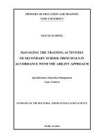 Quản lý hoạt động bồi dưỡng hiệu trưởng trường THCS theo tiếp cận năng lực tt tiếng anh 