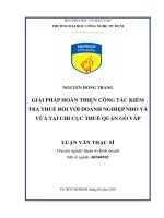 Giải pháp hoàn thiện công tác kiểm tra thuế đối với doanh nghiệp nhỏ và vừa tại chi cục thuế quận gò vấp 
