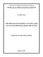 Quá trình xây dựng đời sống văn hóa ở tỉnh lạng sơn từ năm 1998 đến năm 2015 tt tiếng anh 