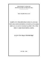 Nghiên cứu tình hình phát sinh của sâu đục thân hai chấm (tryporyza incertulas walker) trên lúa vụ xuân năm 2018 tại phúc yên, vĩnh phúc và biện pháp phòng chống 