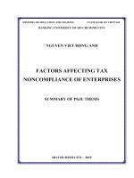 Các yếu tố ảnh hưởng đến không tuân thủ thuế của doanh nghiệp tt tiếng anh 