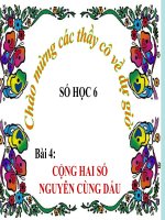 Bài giảng Số học 6 chương 2 bài 4: Cộng hai số nguyên cùng dấu