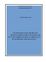 Đặc điểm dịch tễ học, đột biến gen bệnh thalassemia ở phụ nữ người dân tộc tày và thử nghiệm giải pháp can thiệp tại 6 xã, huyện định hóa, tỉnh thái nguyên 