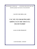 Các yếu tố ảnh hưởng đến không tuân thủ thuế của doanh nghiệp (Luận án tiến sĩ)