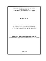 Dạy giới từ tiếng Anh Theo quan điểm ngôn ngữ học tri nhận (Luận án tiến sĩ)