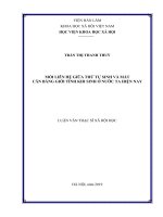 MỐI LIÊN HỆ GIỮA THỨ TỰ SINH VÀ MẤT CÂN BẰNG GIỚI TÍNH KHI SINH Ở NƯỚC TA HIỆN NAY