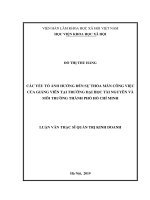 Các yếu tố ảnh hưởng đến sự thỏa mãn công việc của giảng viên tại trường Đại học Tài nguyên và Môi trường Thành Phố Hồ Chí Minh