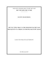 Thủ tục công nhận và cho thi hành tại việt nam phán quyết của trọng tài thương mại nước ngoài