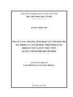 Tội cố ý gây thương tích hoặc gây tổn hại cho sức khỏe của người khác theo pháp luật hình sự việt nam từ thực tiễn quận 6 thành phố hồ chí minh