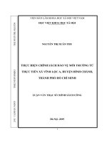 Thực hiện chính sách bảo vệ môi trường từ thực tiễn xã vĩnh lộc a, huyện bình chánh, thành phố hồ chí minh
