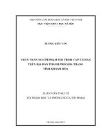 Nhân thân người phạm tội trộm cắp tài sản trên địa bàn thành phố Nha Trang, tỉnh Khánh Hòa