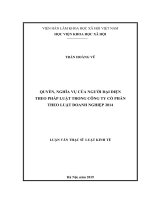 Quyền, nghĩa vụ của người đại diện theo pháp luật trong công ty cổ phần theo Luật Doanh nghiệp 2014 (Luận văn thạc sĩ)