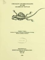 CHECKLIST AND BIBLIOGRAPHY OF THE LIZARDS OF VIETNAM
