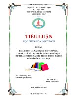 Lựa chọn và xây dựng hệ thống lí thuyết và bài tập trắc nghiệm sử dụng định luật hess và chu trình born haber để giải ở bậc đại học 