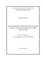 Áp dụng hình phạt chính theo pháp luật hình sự Việt Nam từ thực tiễn huyện Tân Biên, tỉnh Tây Ninh (Luận văn thạc sĩ)