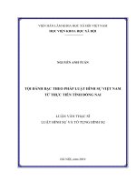 Tội đánh bạc theo luật hình sự Việt Nam từ thực tiễn tỉnh Đồng Nai (Luận văn thạc sĩ)