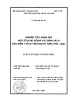 Nghiên cứu đánh giá một số hoạt động và chính sách bảo hiểm y tế tại việt nam từ năm 1999   2001 