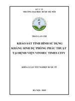 Khảo sát tình hình sử dụng kháng sinh dự phòng phẫu thuật tại bệnh viện vinmec times city 
