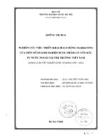 Nghiên cứu việc triển khai hoạt động marketing của một số doanh nghiệp dược phẩm có vốn đầu tư nước ngoài tại thị trường việt nam 