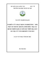 Nghiên cứu hoạt động marketing   mix một số thuốc kháng sinh điều trị các bệnh nhiễm khuẩn hô hấp trên địa bàn hà nội từ năm 2008 đến năm 2011 