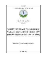 Nghiên cứu thành phần hóa học và đánh giá tác dụng chống oxy hóa invitro của cao cây lá đắng 