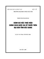 Đánh giá việc thực hiện chính sách quốc gia về thuốc trên địa bàn tỉnh bắc giang 