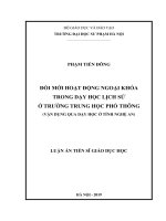 Đổi mới hoạt động ngoại khóa trong dạy học lịch sử ở trường trung học phổ thông (Vận dụng qua dạy học ở tỉnh Nghệ An)