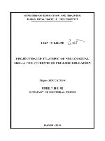 Dạy học nghiệp vụ sư phạm dụa vào dự án cho sinh viên đại học ngành giáo dục tiểu học tt tiếng anh 