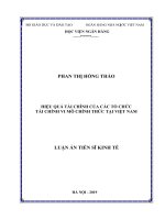 Hiệu quả tài chính của các tổ chức tài chính vi mô chính thức tại việt nam