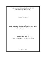 Định tội danh tội mua bán trái phép chất ma túy từ thực tiễn tỉnh đồng nai 