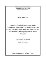 Nghiên cứu tỷ lệ mang HBsAg ở người mẹ mang thai lây nhiễm sang con và đáp ứng miễn dịch ở trẻ sau tiêm vắc xin viêm gan b tại huyện định hóa – thái nguyên tt 