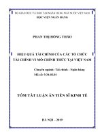 Hiệu quả tài chính của các tổ chức tài chính vi mô chính thức tại việt nam tt 