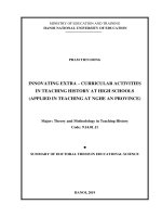 Đổi mới hoạt động ngoại khóa trong dạy học lịch sử ở trường trung học phổ thông (vận dụng qua dạy học ở tỉnh nghệ an) tt tiếng anh 