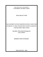 Quản lý giáo dục tính kỷ luật cho sinh viên tại trung tâm giáo dục quốc phòng và an ninh tt tiếng anh 