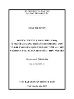 Nghiên cứu tỷ lệ mang HBsAg ở người mẹ mang thai lây nhiễm sang con và đáp ứng miễn dịch ở trẻ sau tiêm vắc xin viêm gan b tại huyện định hóa – thái nguyên tt 