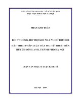 Bồi thường, hỗ trợ khi Nhà nước thu hồi đất theo pháp luật đất đai từ thực tiễn huyện Đông Anh, thành phố Hà Nội