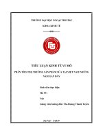 Tiểu luận kinh tế vi mô phân tích thị trường sản phẩm sữa tại việt nam những năm gần đây