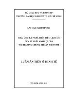 Hiệu ứng kỳ nghỉ, thời tiết, lịch âm đến tỷ suất sinh lợi của thị trường chứng khoán việt nam